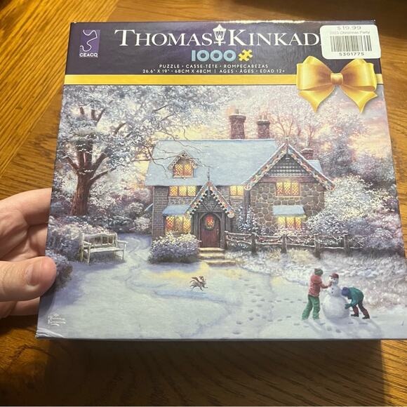 Thomas Kinkade 1000 Piece Jigsaw Puzzle Christmas at Gingerbread Cottage Winter - Picture 1 of 5